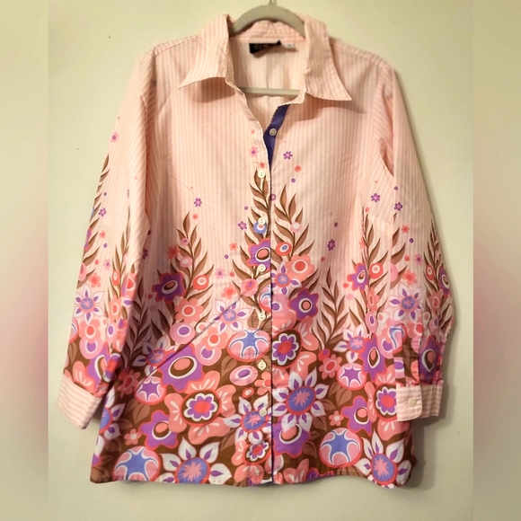 Bob Mackie wearable art button up plus size 1x - Picture 1 of 6